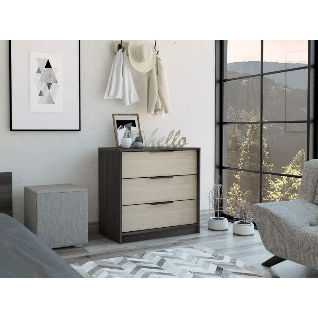 TUHOME Kaia 3 Drawers Dresser Engineered Wood Dressers in  Multi-color