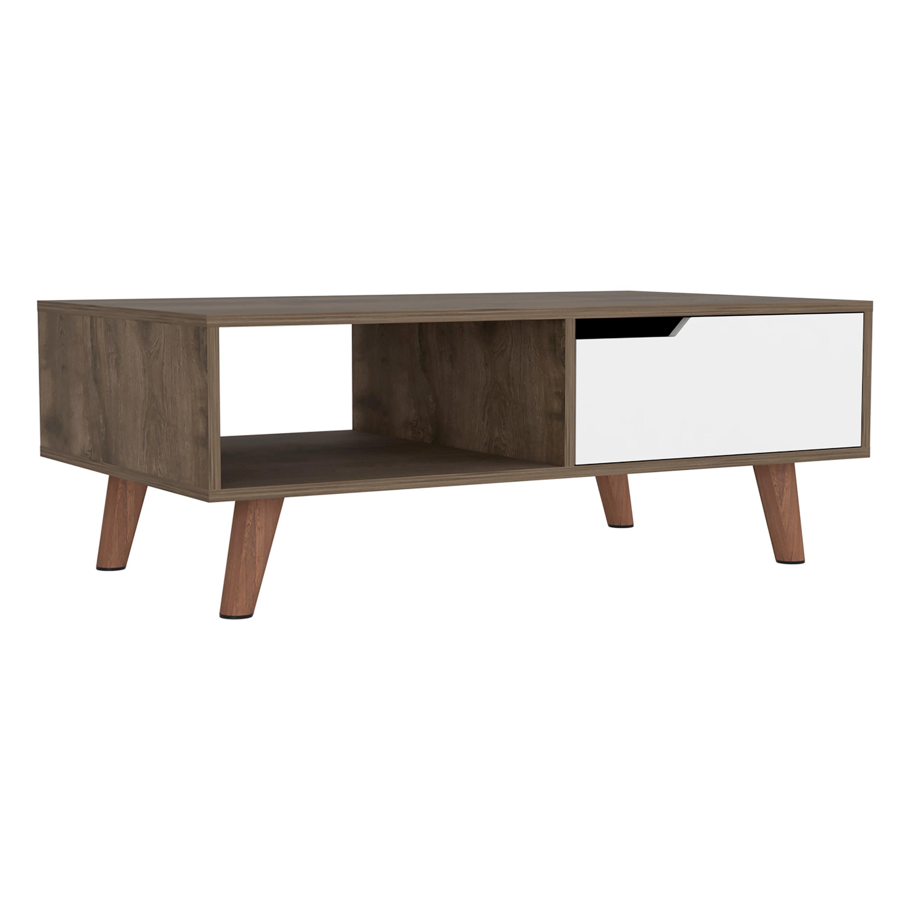 Oslo Dual-Tone Coffee Table with Storage - Dark Brown & White