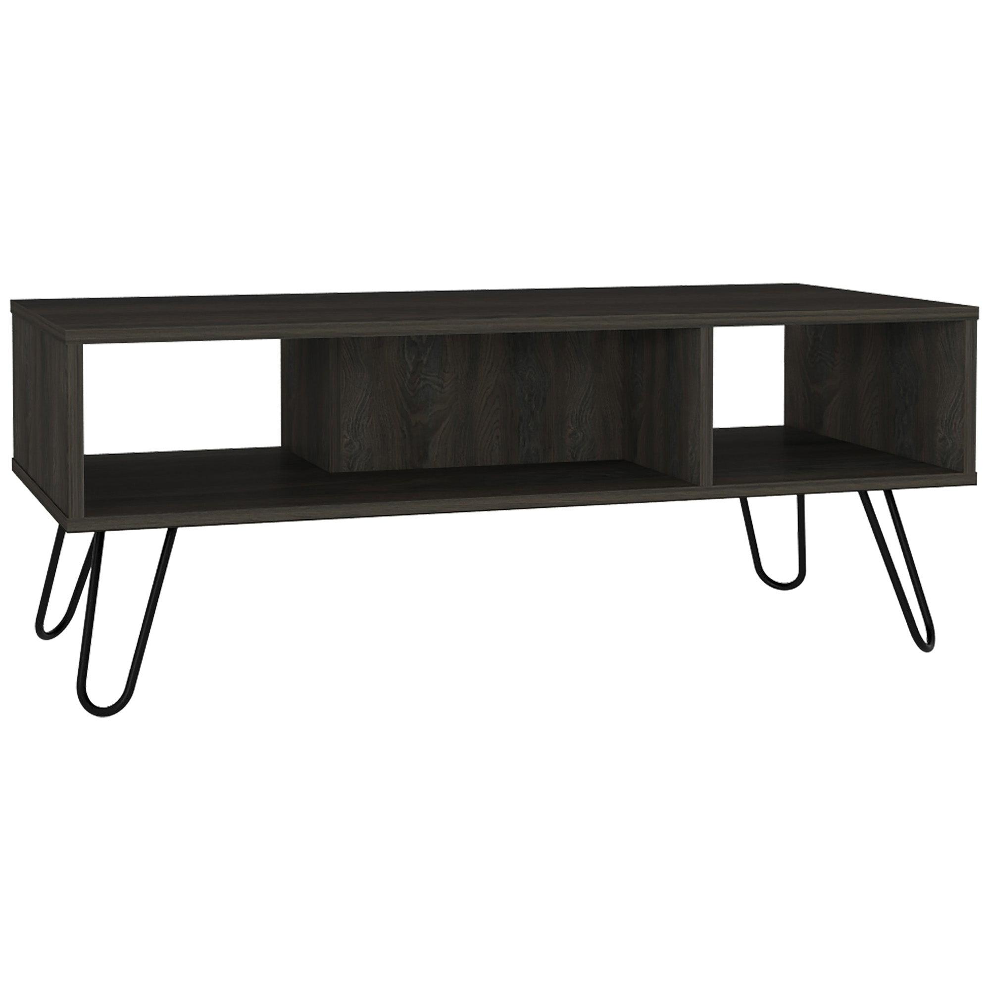 Espresso Manufactured Wood Rectangular Coffee Table with Metal Legs