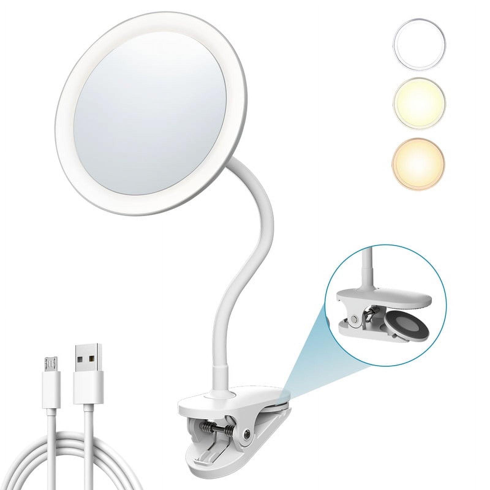 6.5" White LED Gooseneck Clip-On Vanity Mirror