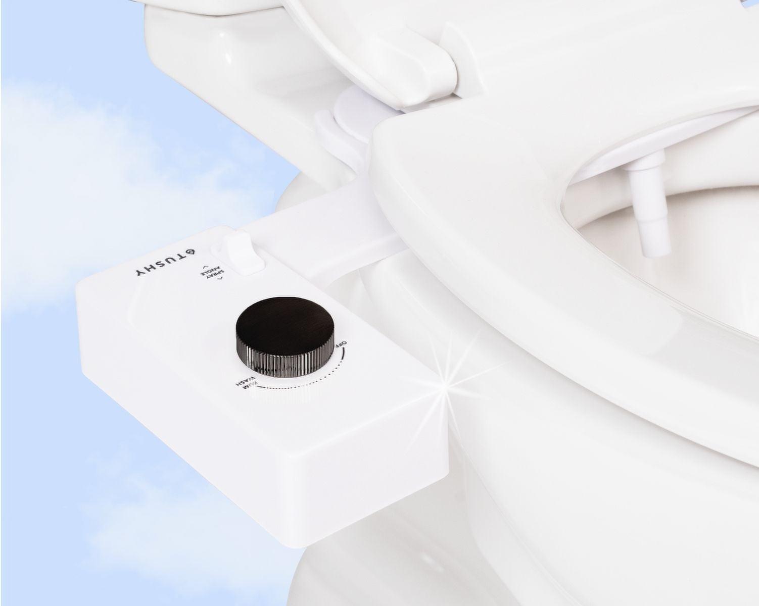 White and Gunmetal Adjustable Bidet Attachment with Self-Cleaning Nozzle