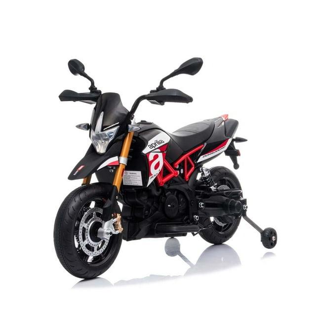 12V Ride On Toy With Training Wheels Battery Powered Dirt Bike Electric Motorcycle With LED Lights Sounds Music MP3 For Boys Girls Gifts