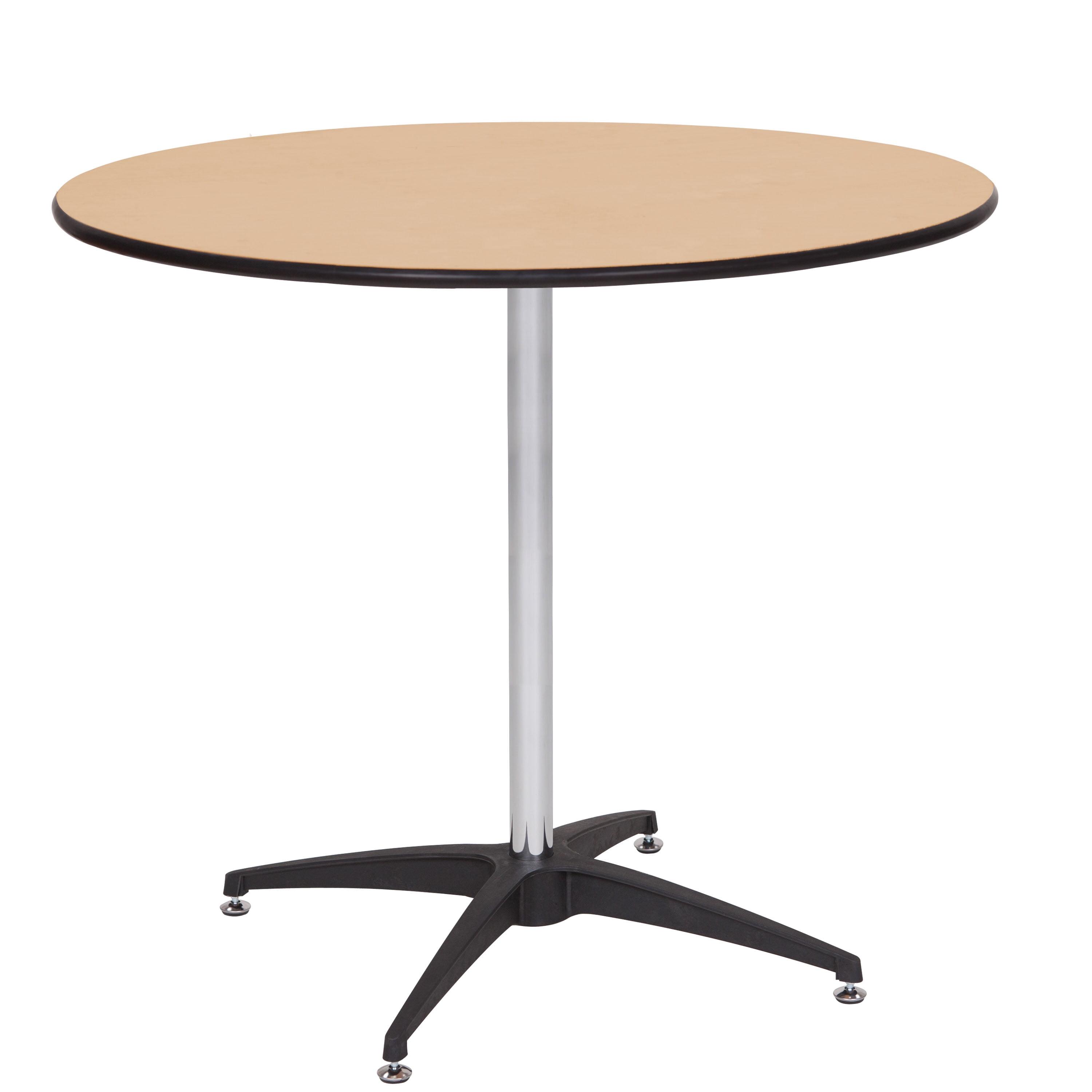 Contemporary Birch Wood Round Bar-Height Cocktail Table, 36"