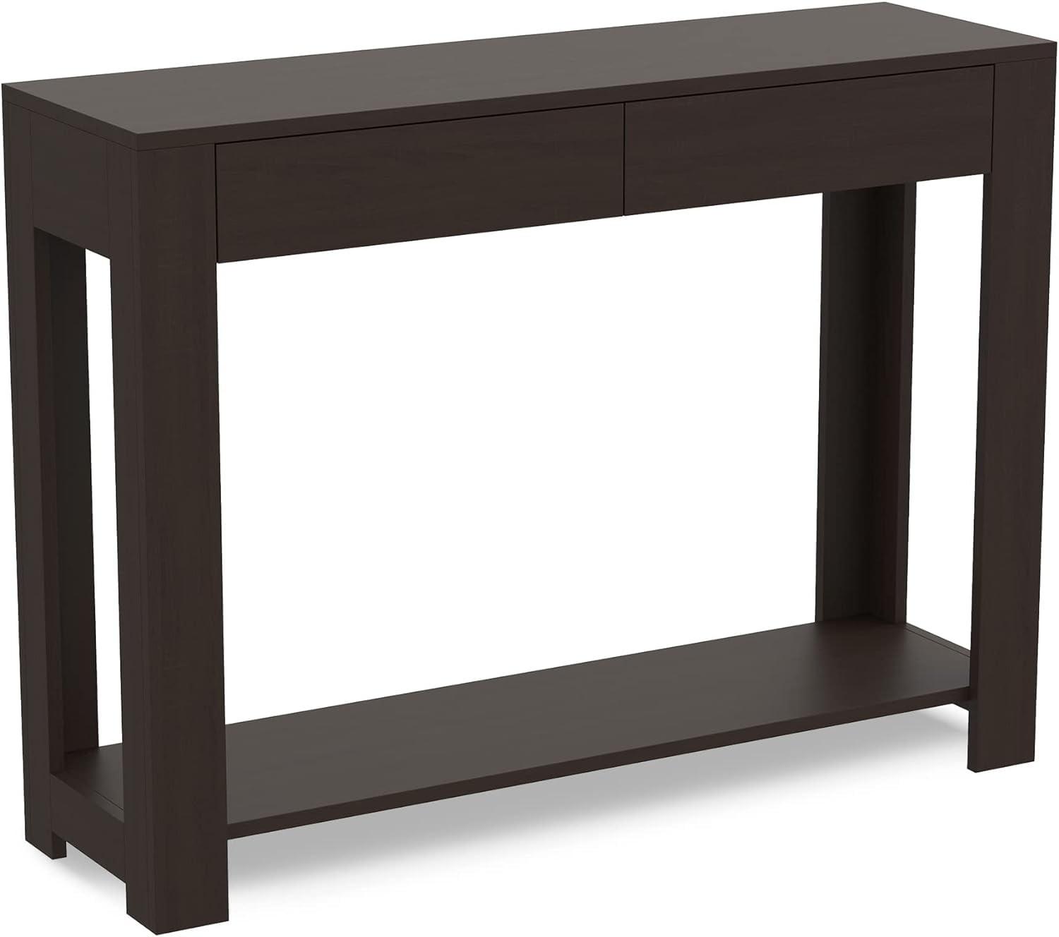 . Table-40 Cappuccino With 2 Drawers nsole Table, Brown