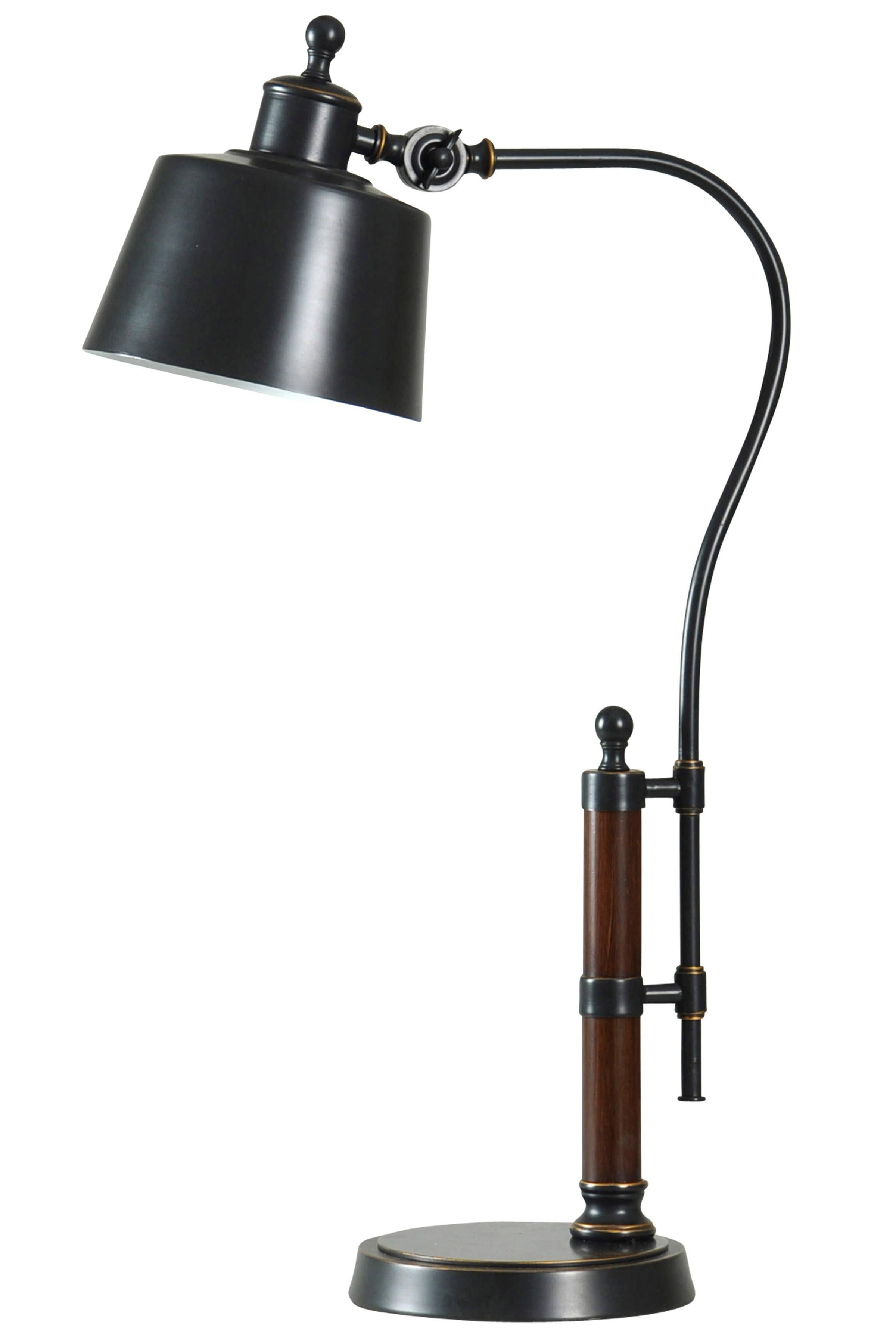 Adjustable Russet Bronze and Black Metal Desk Lamp