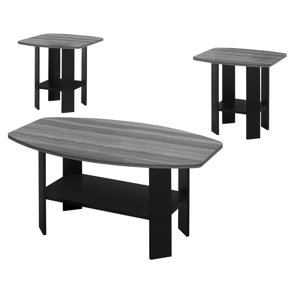 Table Set 3pcs Set Coffee End Side Accent Living Room Laminate Black