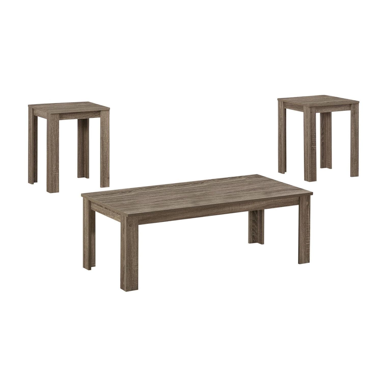 Monarch Specialties Table Set 3Pcs Set Coffee End Side Accent Living Room Laminate Brown Transitional