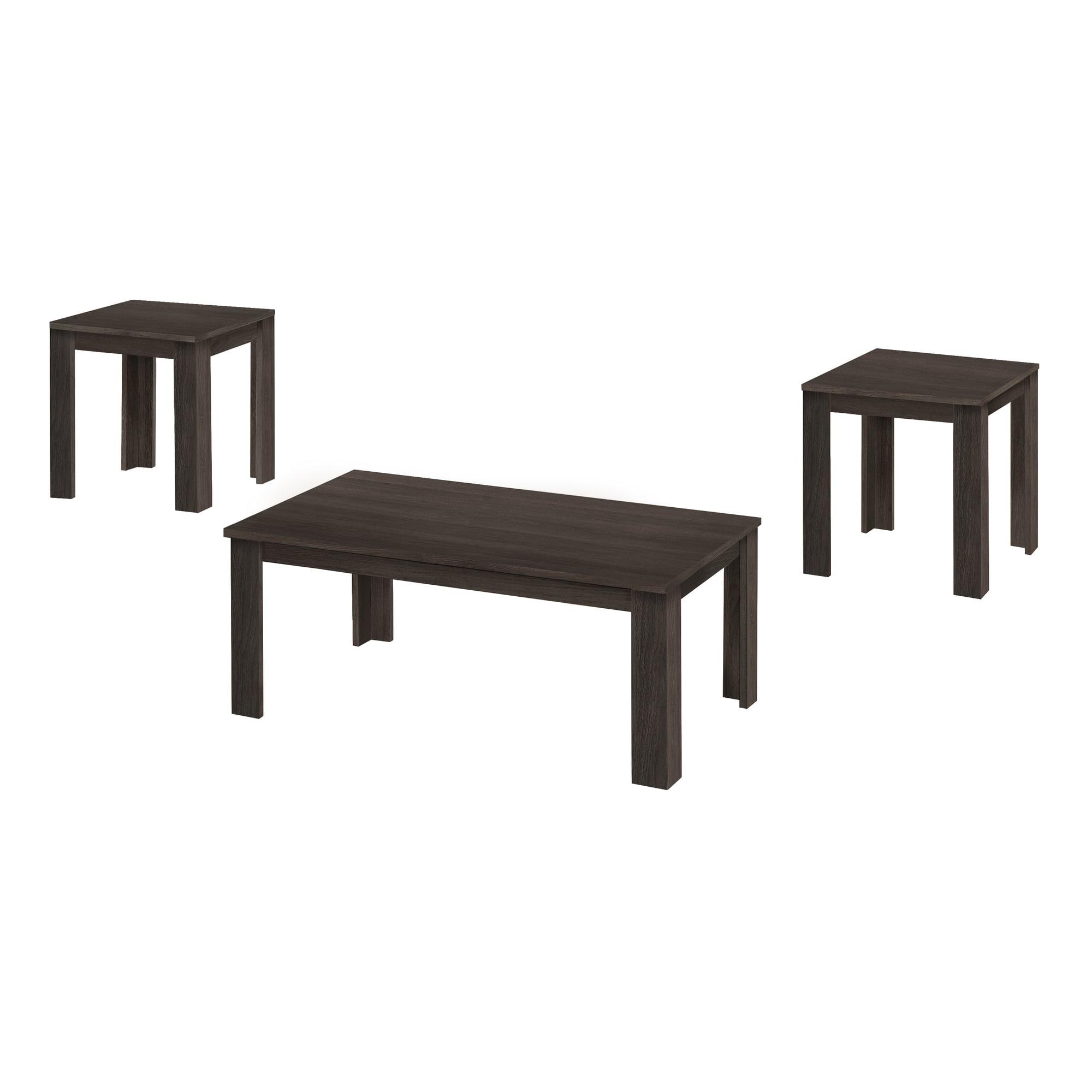 Monarch Specialties Table Set 3Pcs Set Coffee End Side Accent Living Room Laminate Brown Transitional