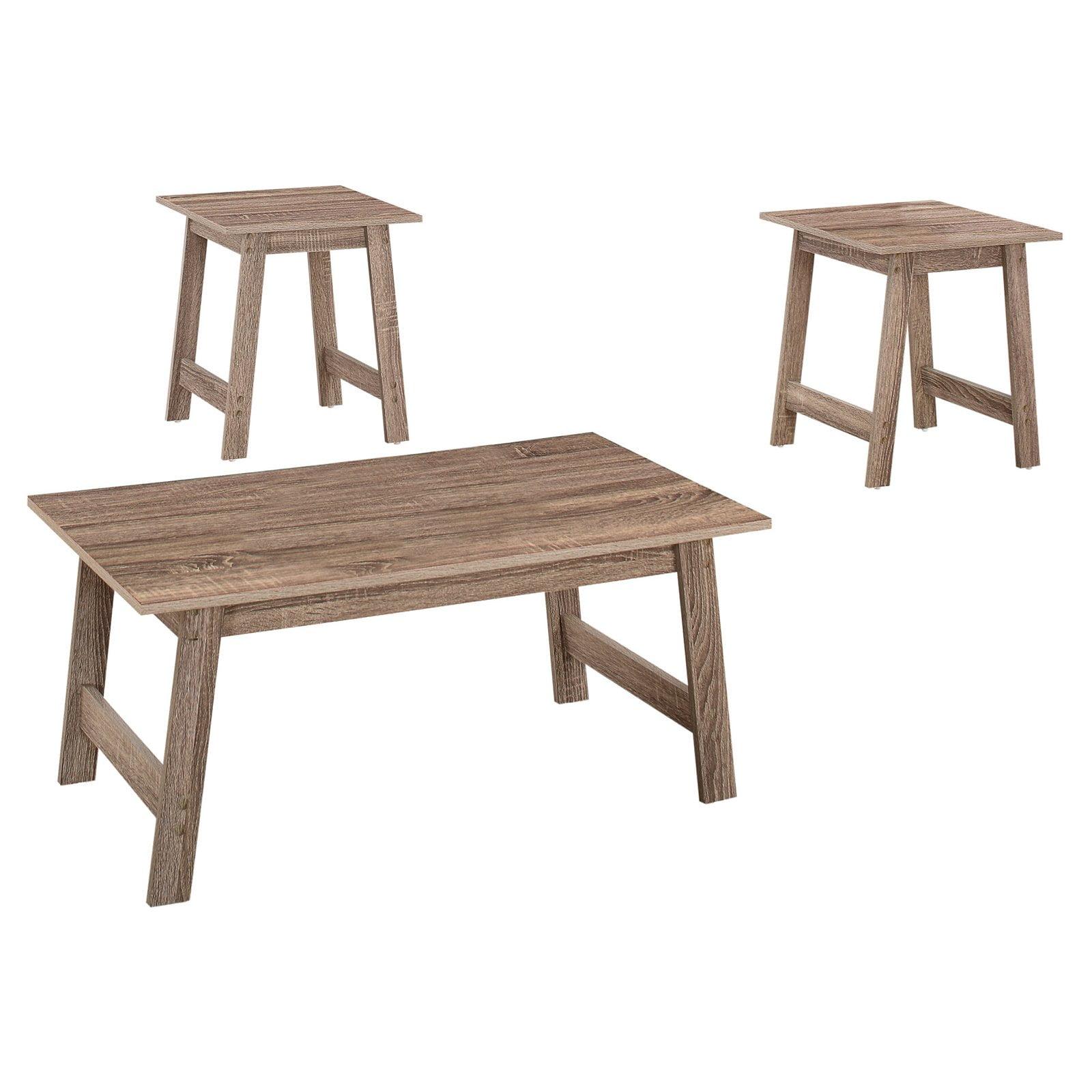 Modern Minimalist Dark Taupe 3-Piece Coffee and End Table Set