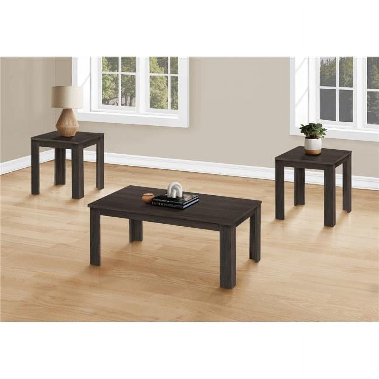 Monarch Specialties Table Set 3Pcs Set Coffee End Side Accent Living Room Laminate Brown Transitional