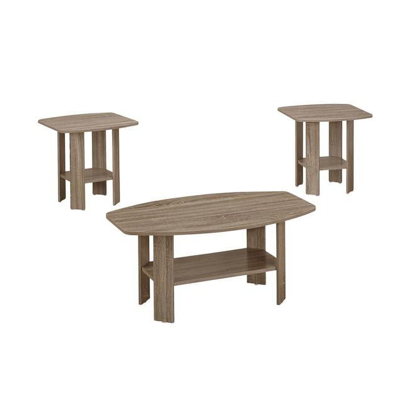 Dark Taupe Transitional 3-Piece Coffee and End Table Set