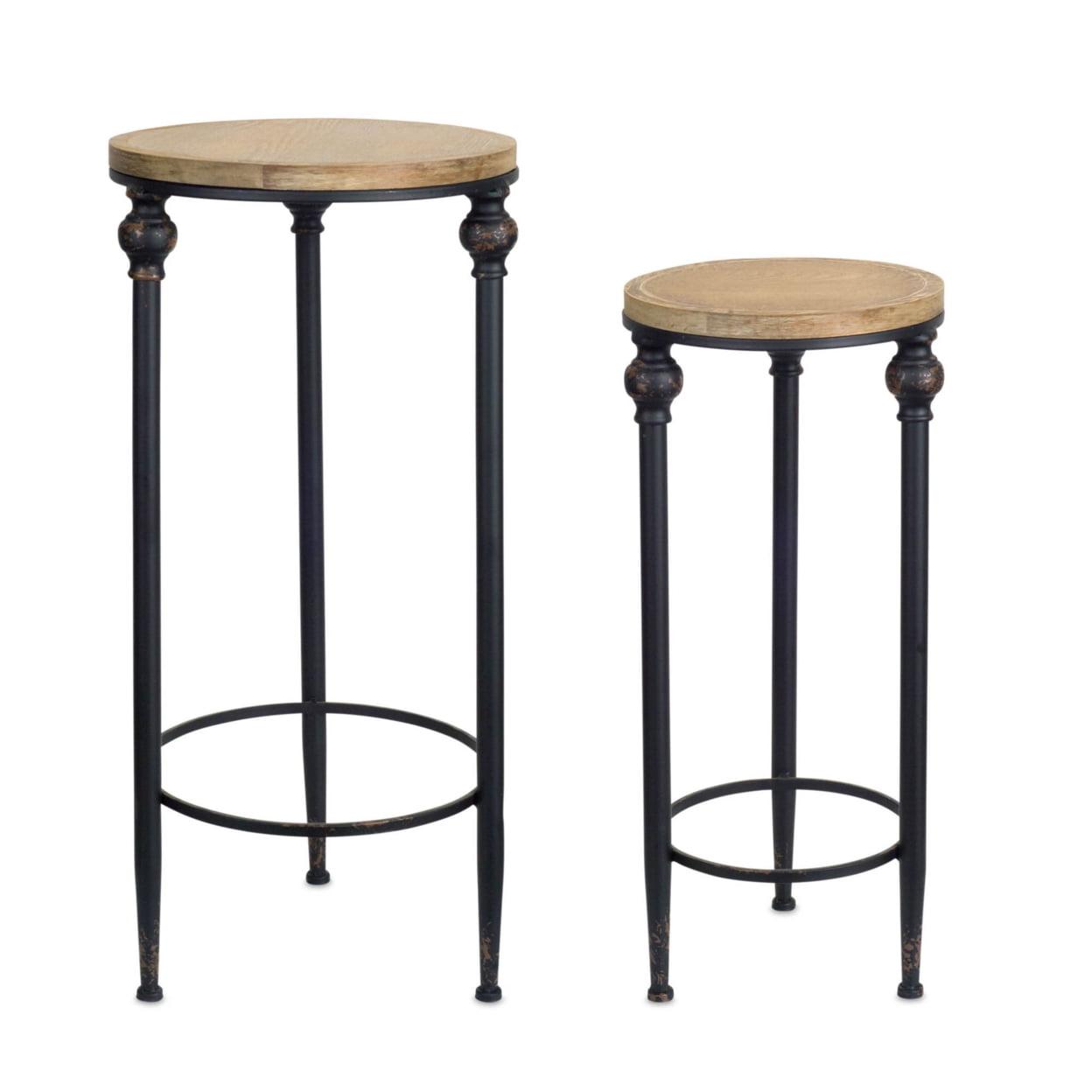 Rustic Charm Wood & Metal Nesting Accent Tables, Set of 2