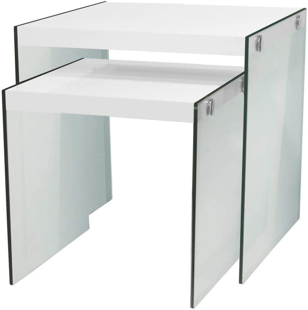 Table, Tempered Glass, Glossy White