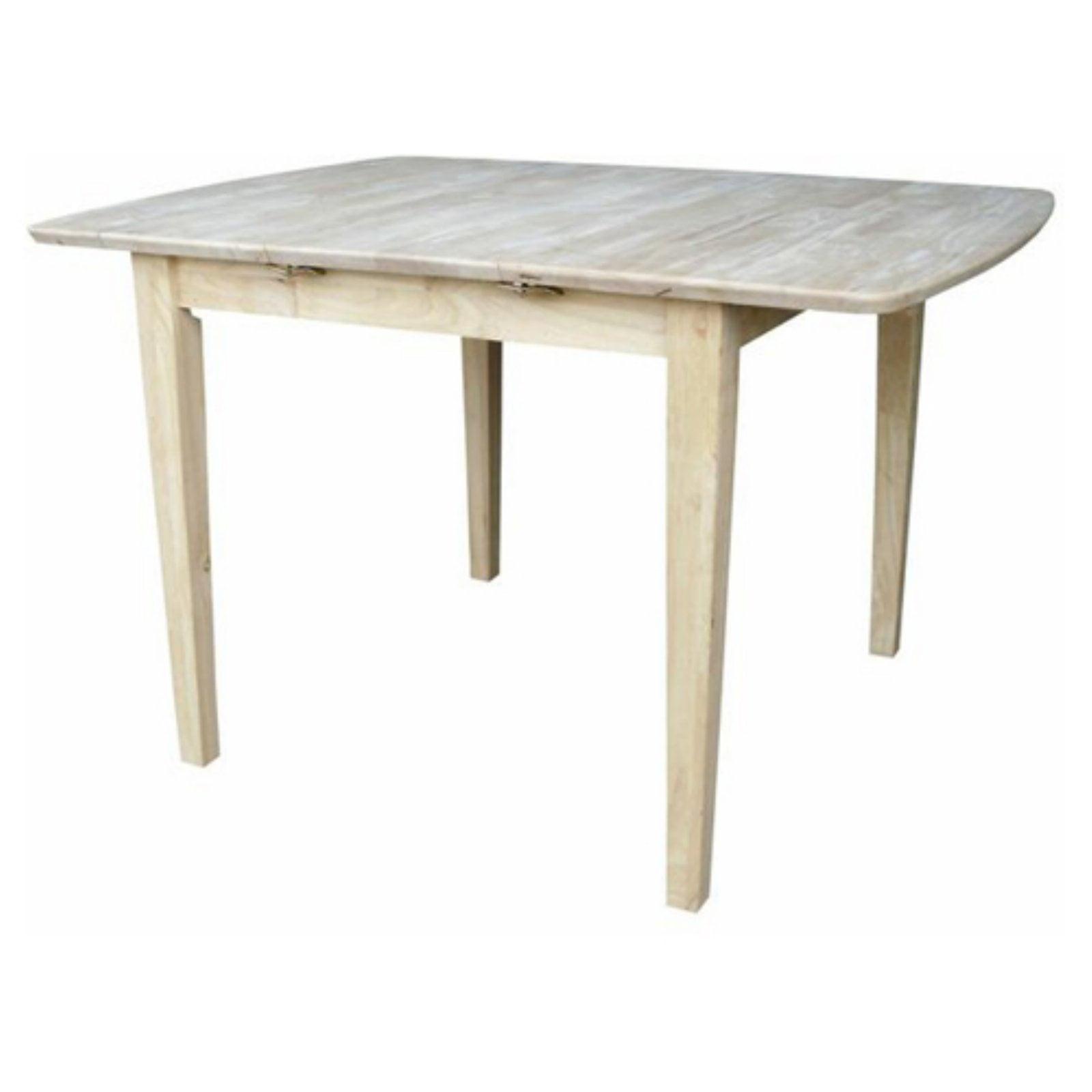 30" Extendable Dining Table with Butterflyand Shaker Styled Legs Unfinished - International Concepts: Solid Wood, Seats 6