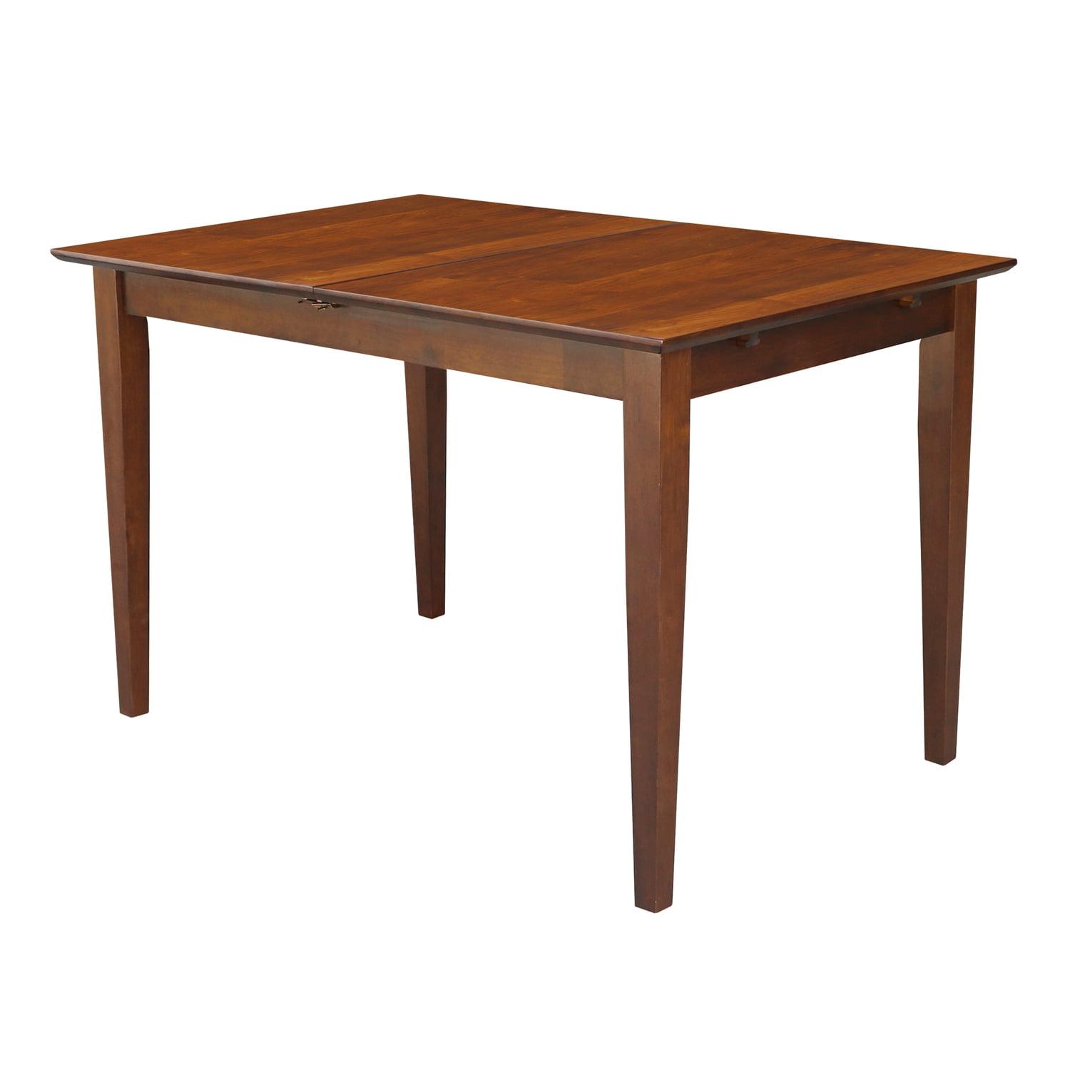 Espresso Solid Wood Extendable Dining Table with Butterfly Extension