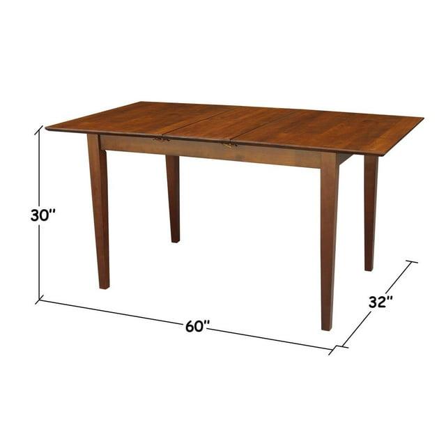 32"x48" Shaker Extendable Dining Table Brown - International Concepts: Seats 6, Solid Wood