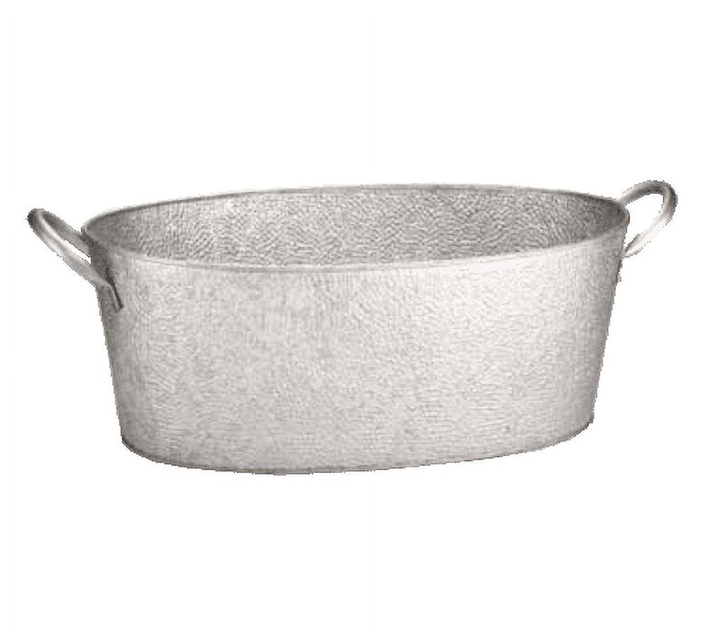 Galvanized Silver Oval Beverage Tub with Handles