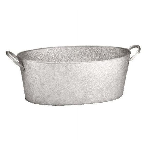 Galvanized Silver Oval Beverage Tub with Handles