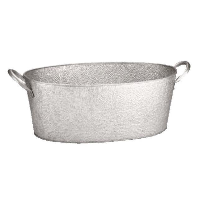 Galvanized Silver Oval Beverage Tub with Handles