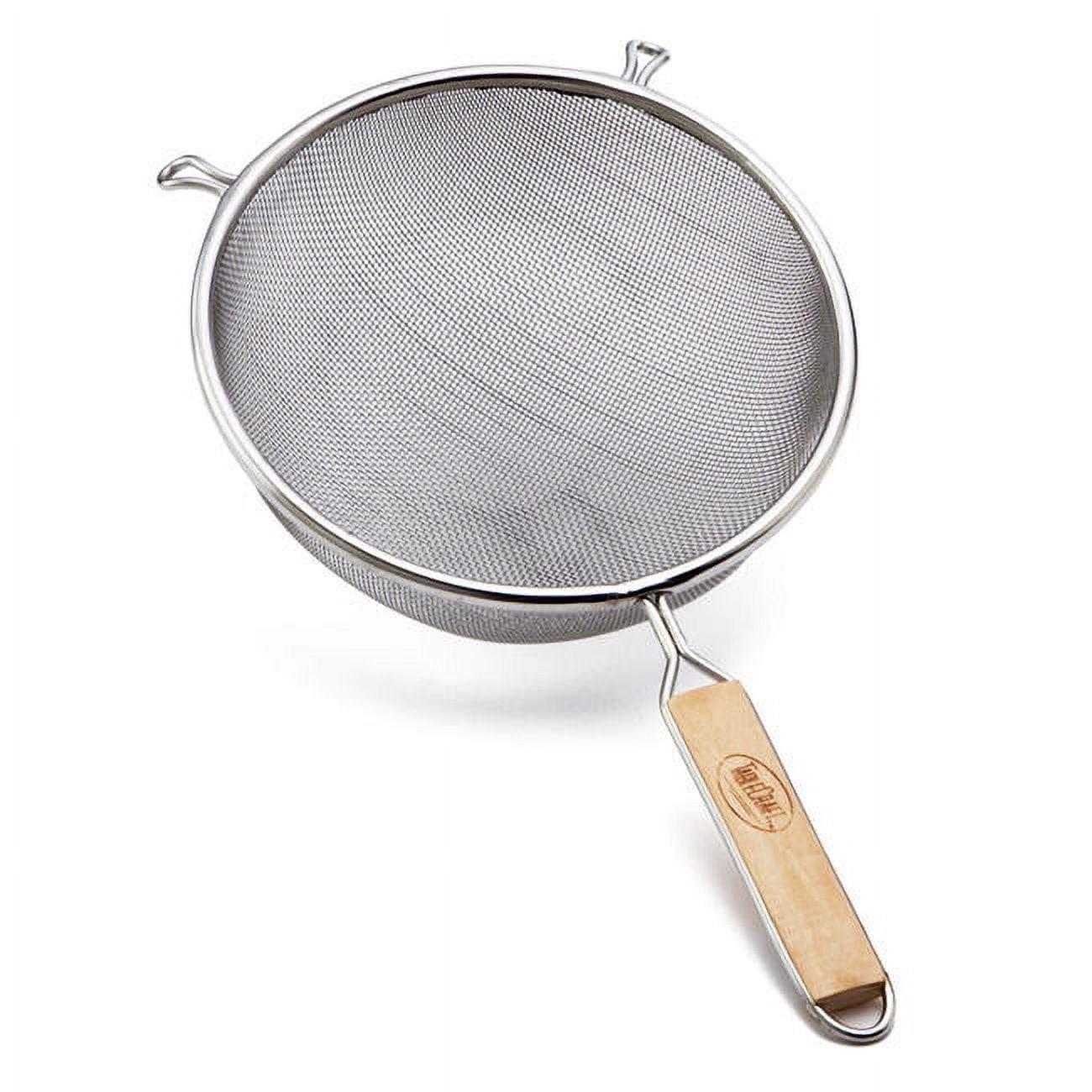 10.25" Silver Double Mesh Strainer with Wood Handle