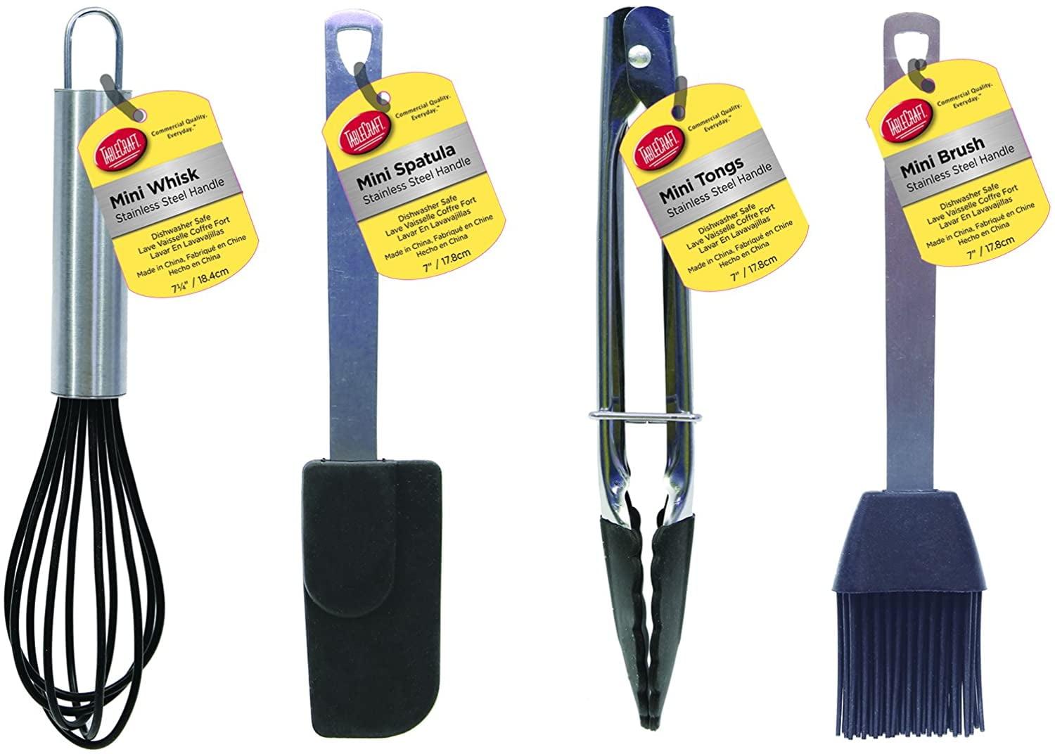 Tablecraft Mini Tools Set, Silicone with Stainless Steel Handles (HMINSET)