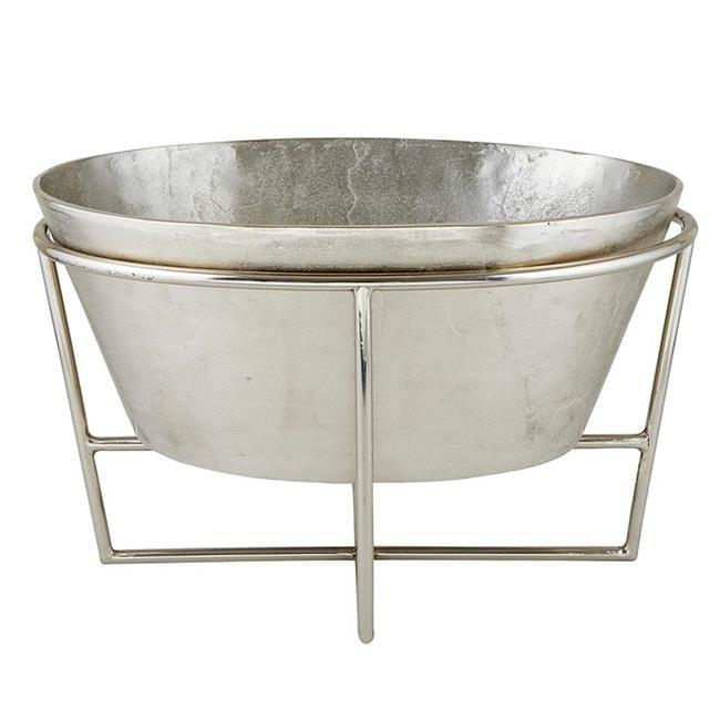 Large Silver Aluminum Champagne Bucket with Stand