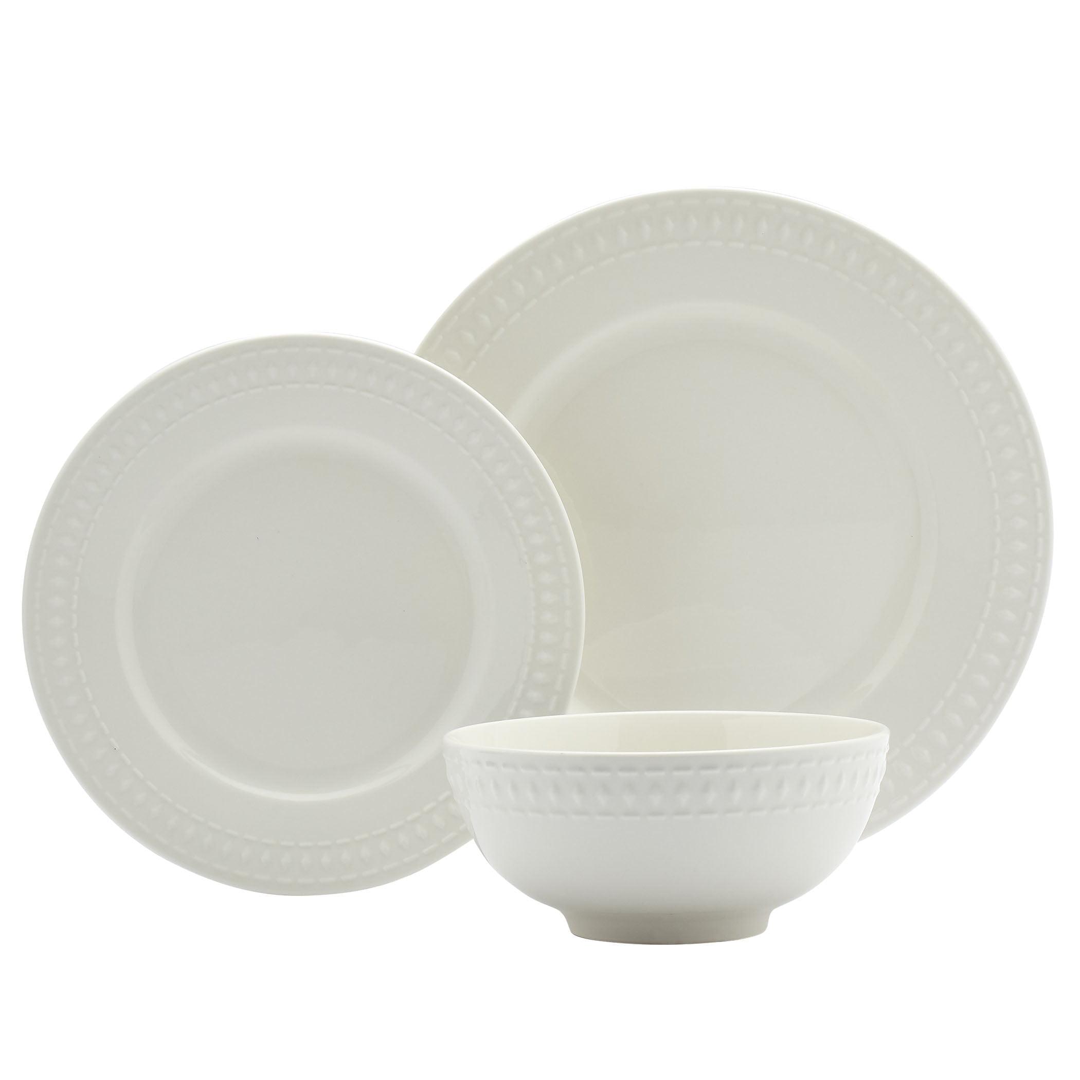 Bloom White Porcelain 12-Piece Dinnerware Set