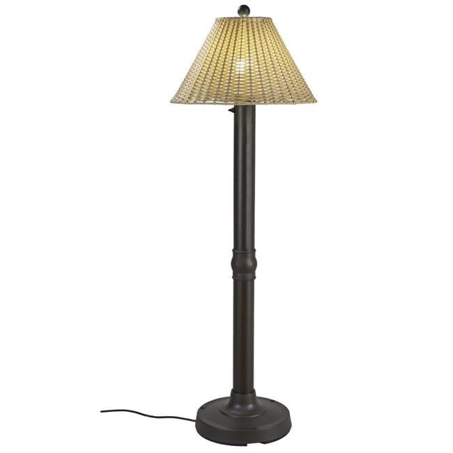 Patio Living Concepts Tahiti II 60 Floor Lamp 19207 with 3 bronze tube body and tight weave, flat wicker, stone shade