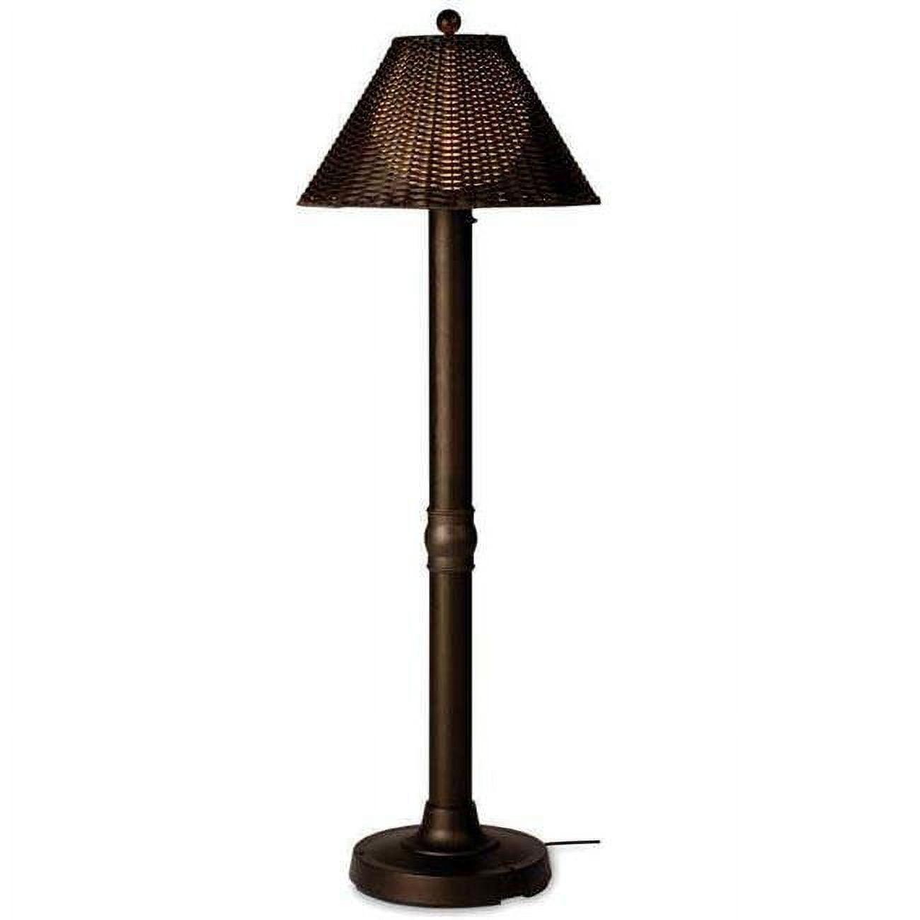 Tahiti Bronze 60" Dimmable Outdoor Floor Lamp with PVC Wicker Shade