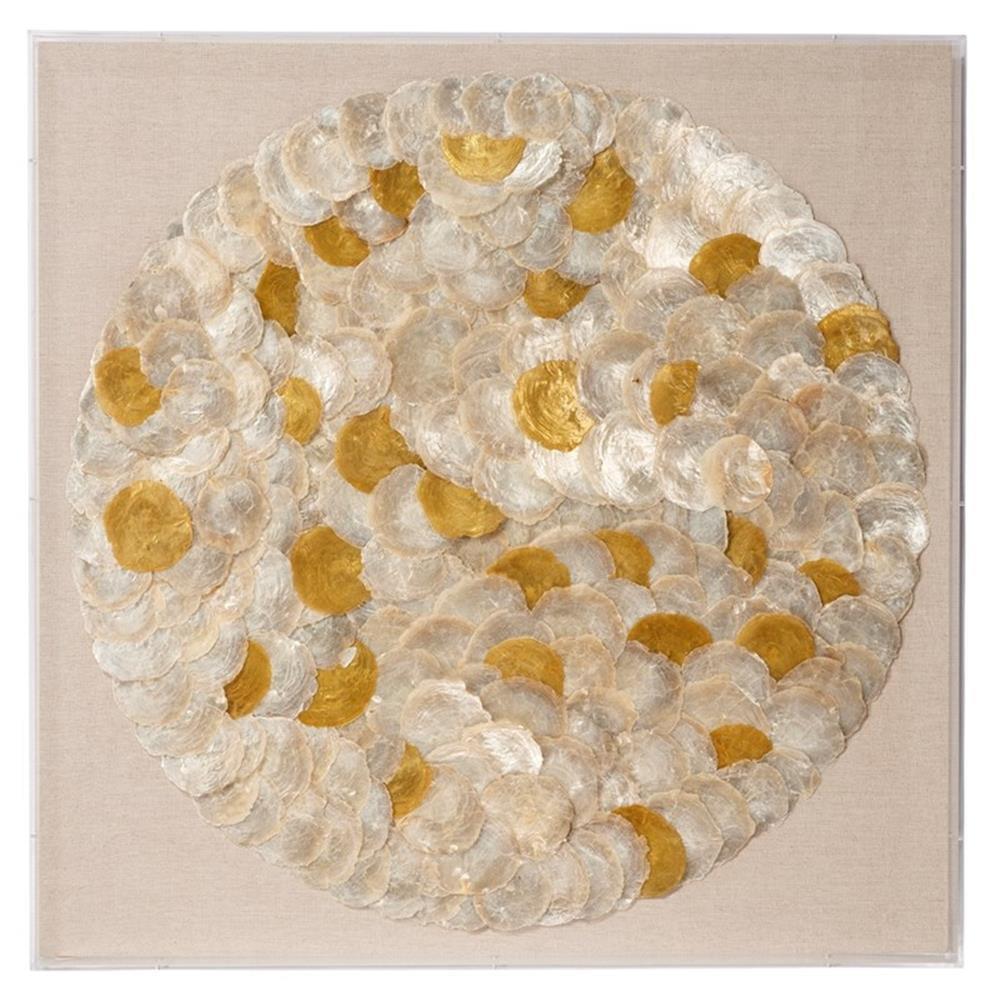 Handmade White and Gold Capiz Shell Wall Art