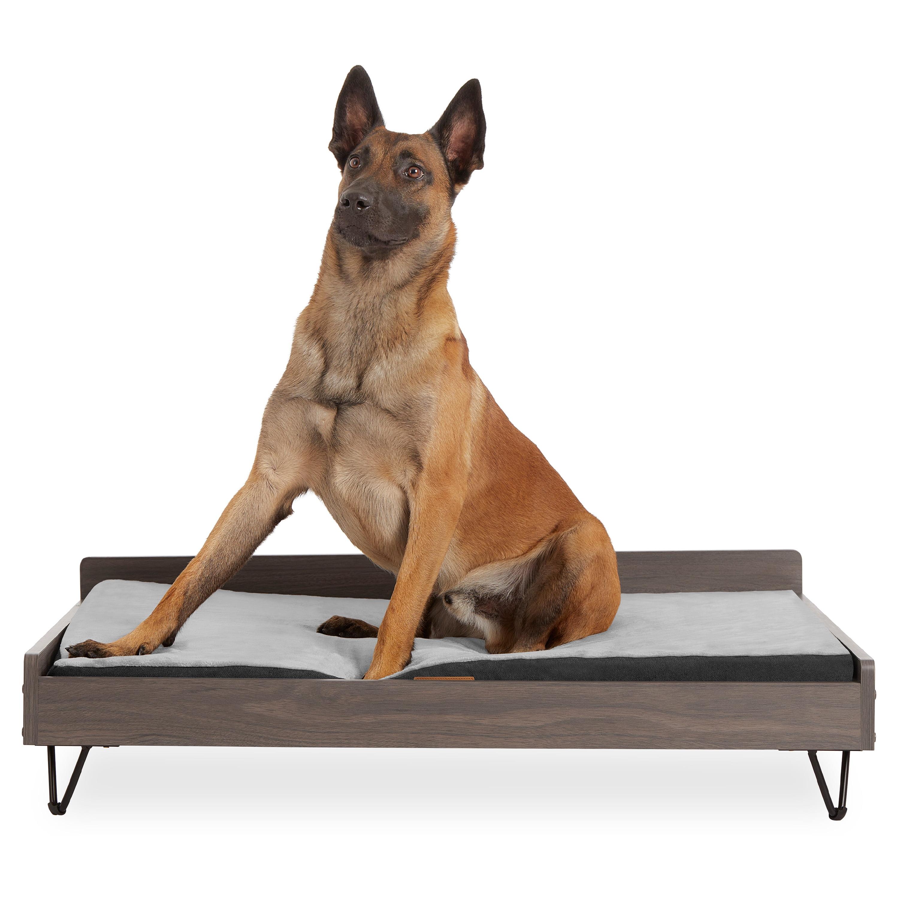 TailZzz Chase Greenguard Gold Certified Pet Bed with Mattress - Large to Extra Large Elevated Wooden Pet Bed with Water-resistant Mattress