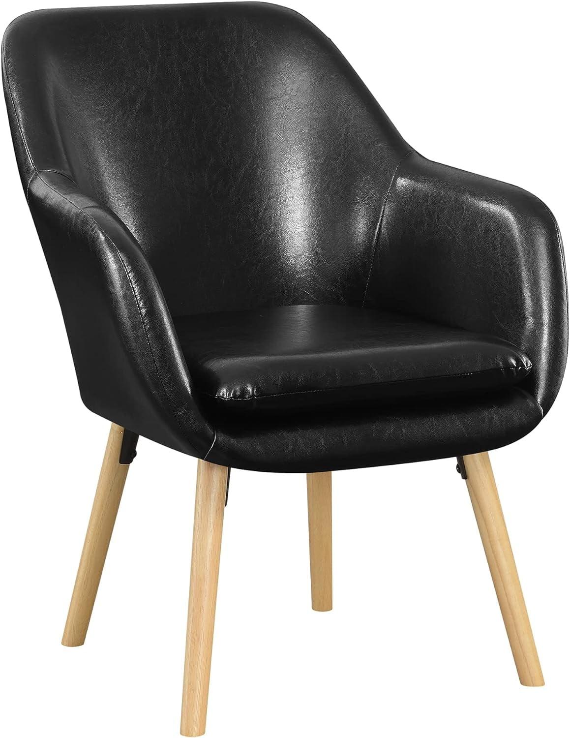 Convenience Concepts Take a Seat Charlotte Accent Chair, Black Faux Leather