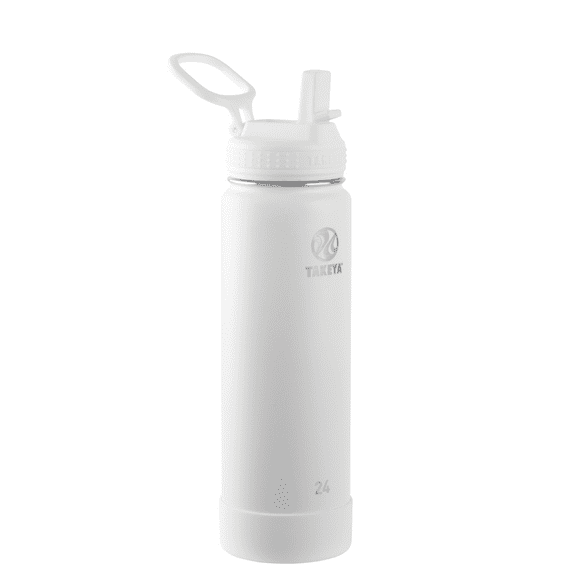 Takeya 24oz Actives Insulated Stainless Steel Water Bottle with Straw Lid - White