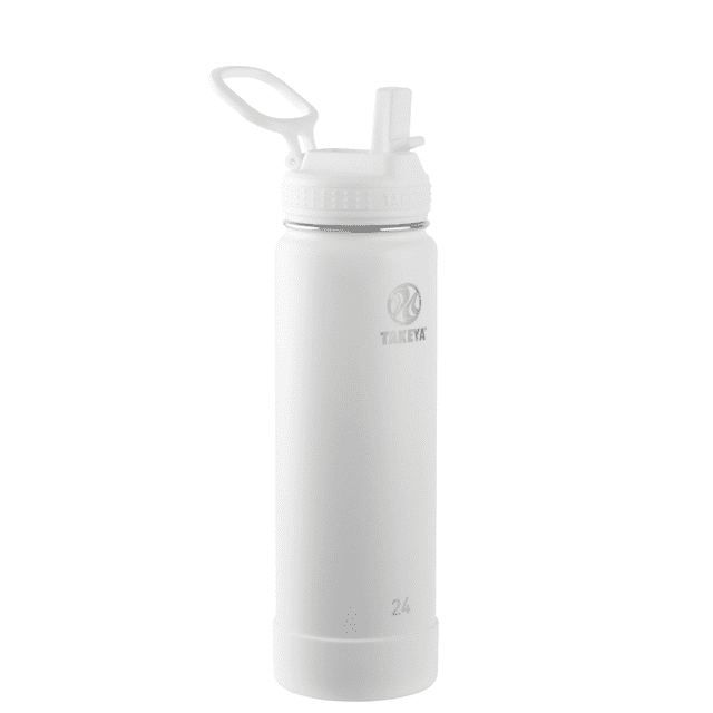 Takeya 24oz Actives Insulated Stainless Steel Water Bottle with Straw Lid - White