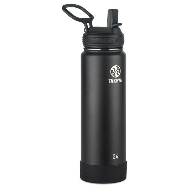 Takeya Actives Stainless Steel Water Bottle w/Straw lid, 24oz Onyx