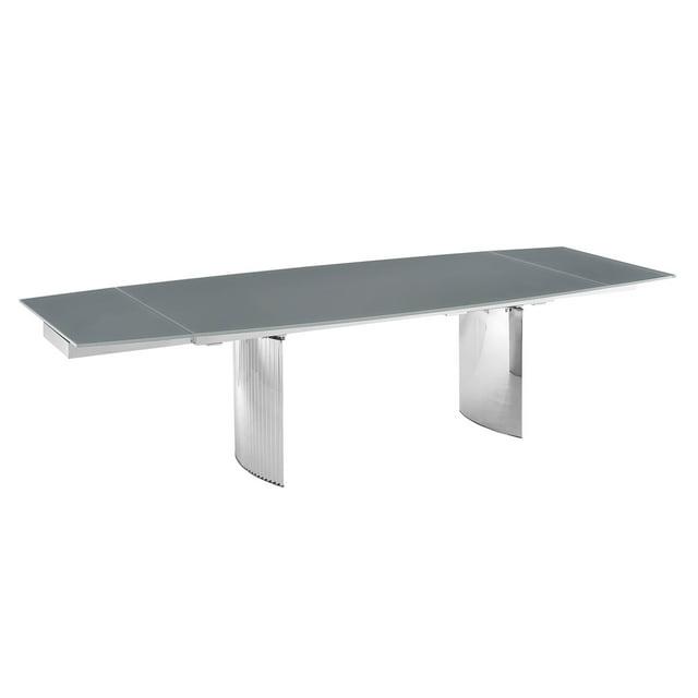 Casabianca Furniture Allegra Extendable Glass Top Metal Base Dining Table