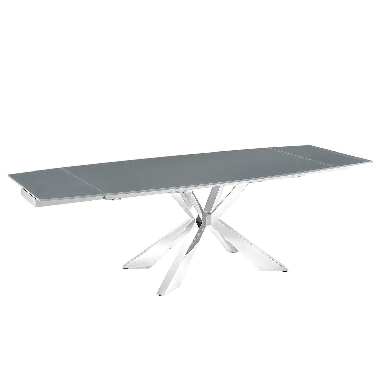 Casabianca Furniture Extendable Glass Top Metal Base Dining Table