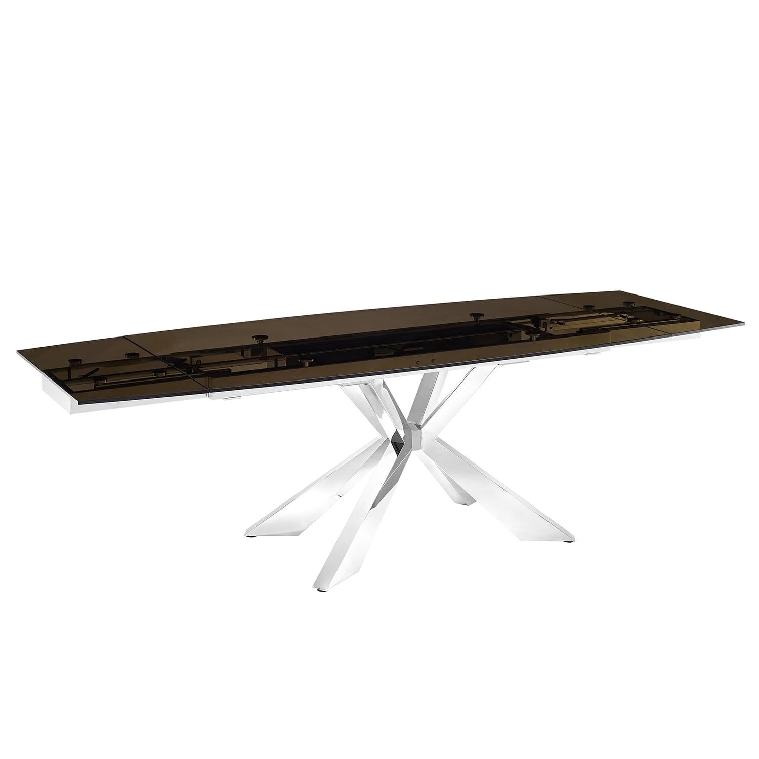 Extendable Glass Top Metal Base Dining Table