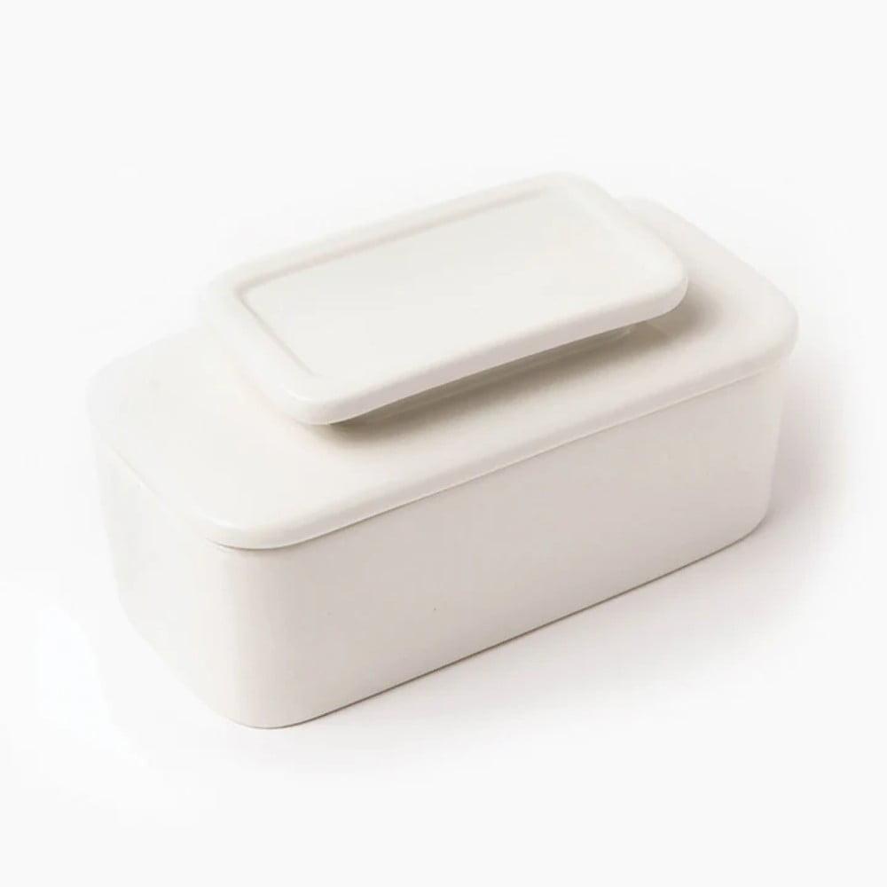 White Ceramic French Butter Keeper, 6x8x12 inches