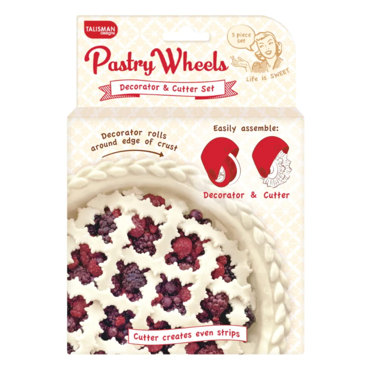 Talisman Designs Pastry Wheels Pie Crust Decorator & Cutter Set, Red