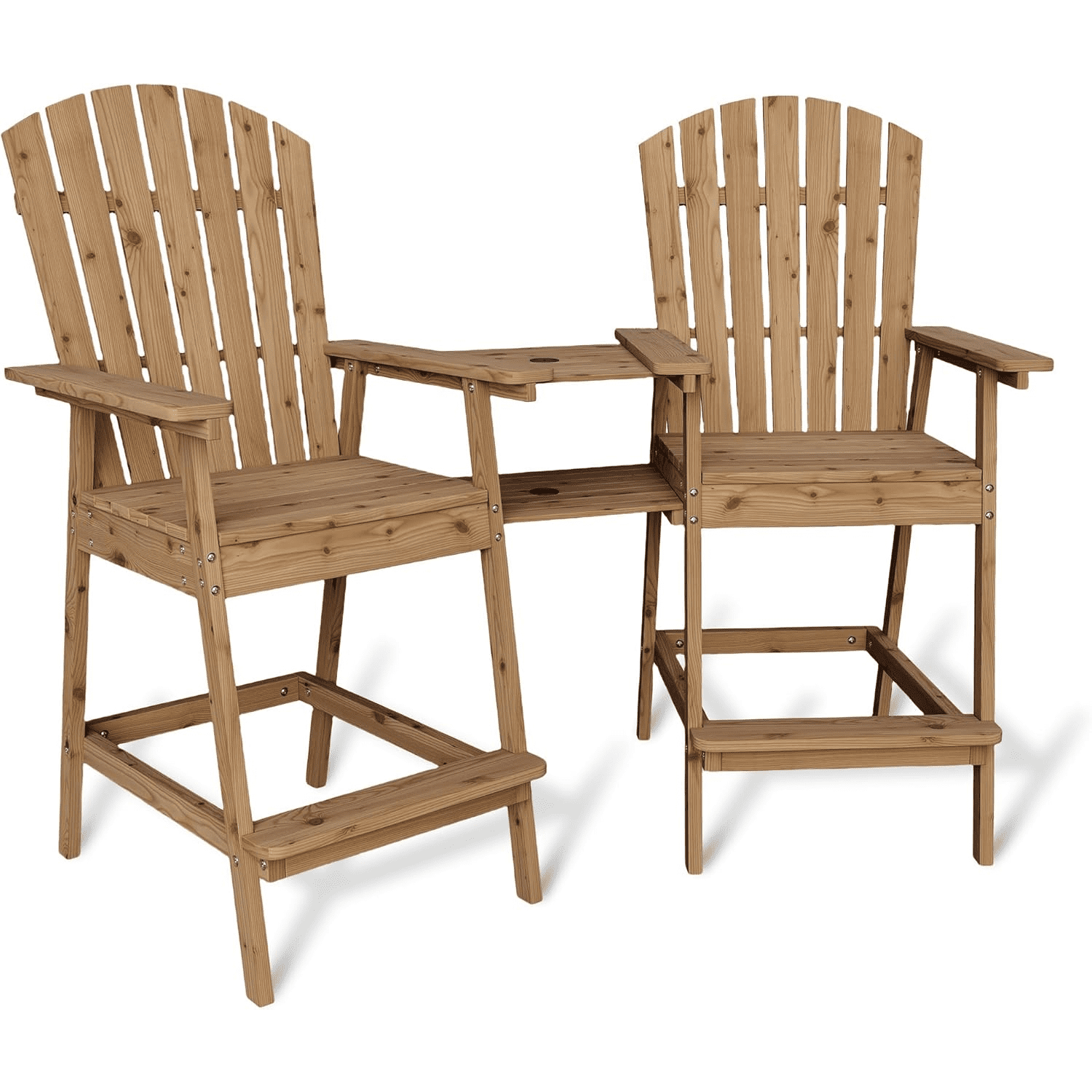 Danolapsi Outdoor Bar Height Adirondack Chairs with Connecting Tray, Balcony Chairs Adirondack for Deck, Backyard, Outdoor Tall Adirondack Chairs, Patio High Adirondack Chairs Set of 2