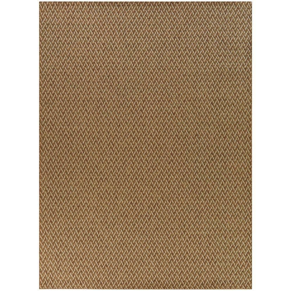 Tan Rectangular Synthetic Weave Indoor/Outdoor Area Rug