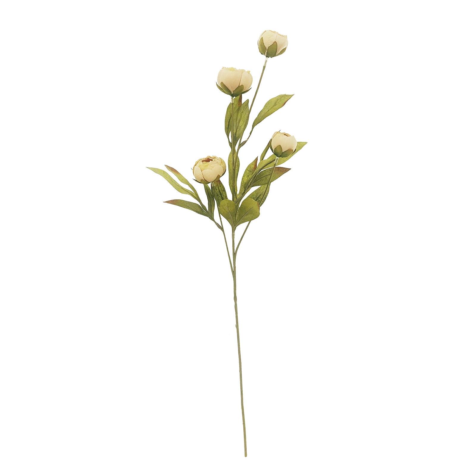 Tan and Green Faux Peony Stem for Floral Arrangements