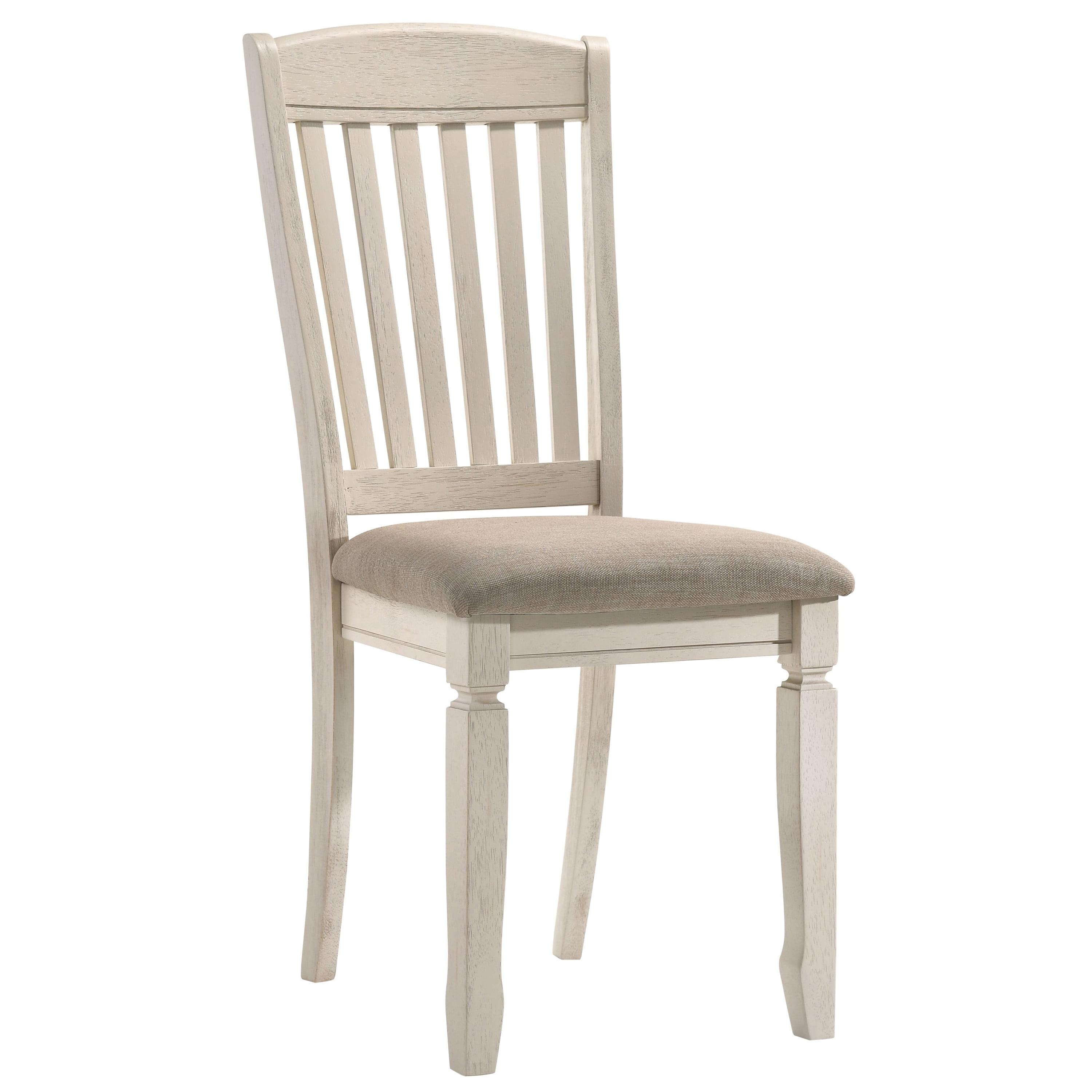 Tan and Cream Upholstered Slatted Back Side Chairs - Set of 2