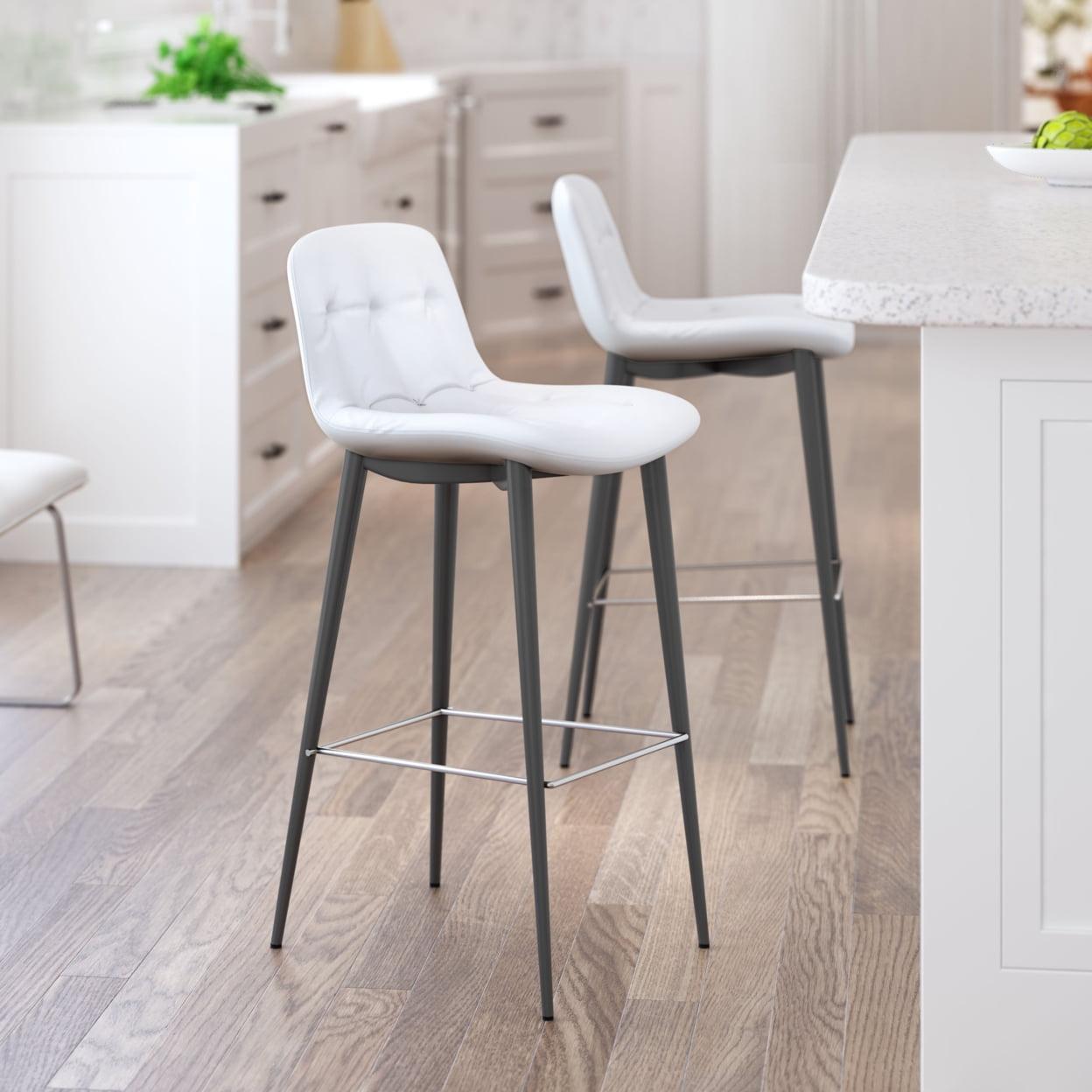 Tangiers Barstool Set of 2 Ergonomic Tufted Kitchen Seat with Pencil Legs