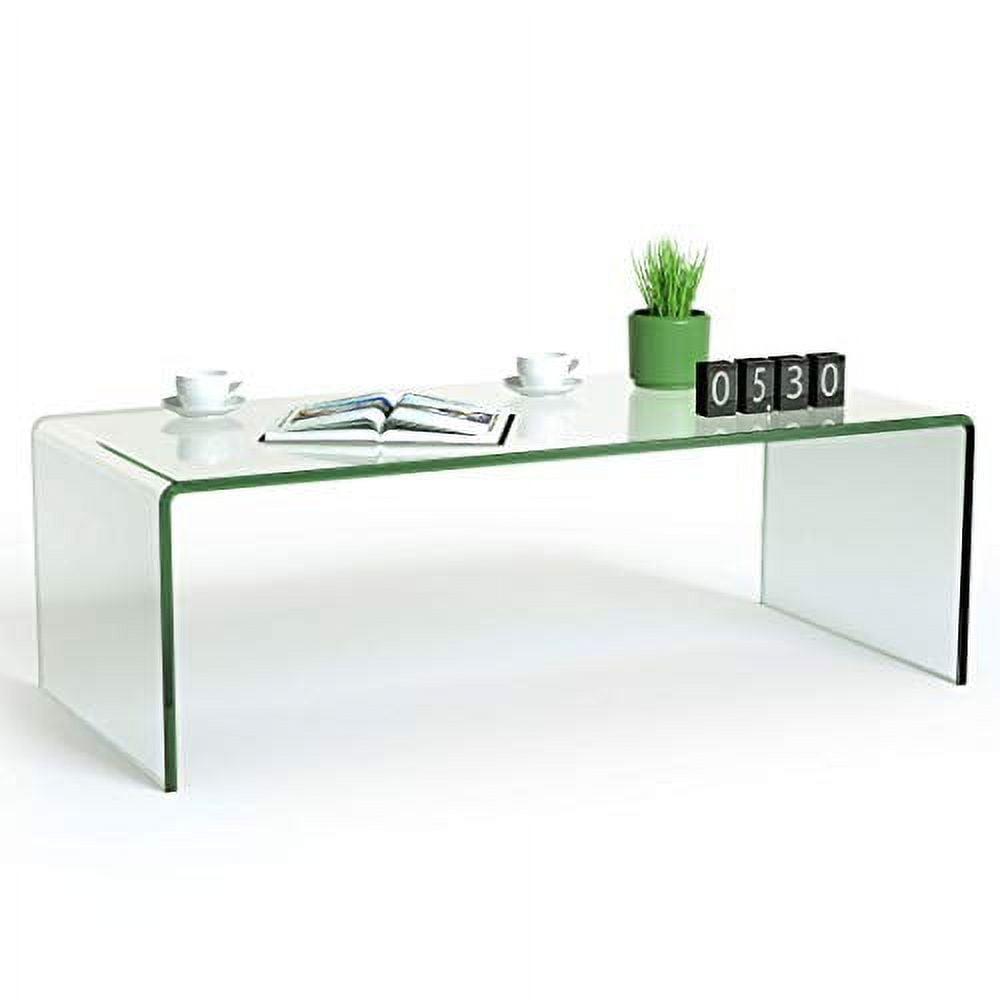 Barara King Coffee Table,Dining Table,Center Table,42 x 19.7 Inch Clear Tempered Glass Coffee Table with Rounded Edges