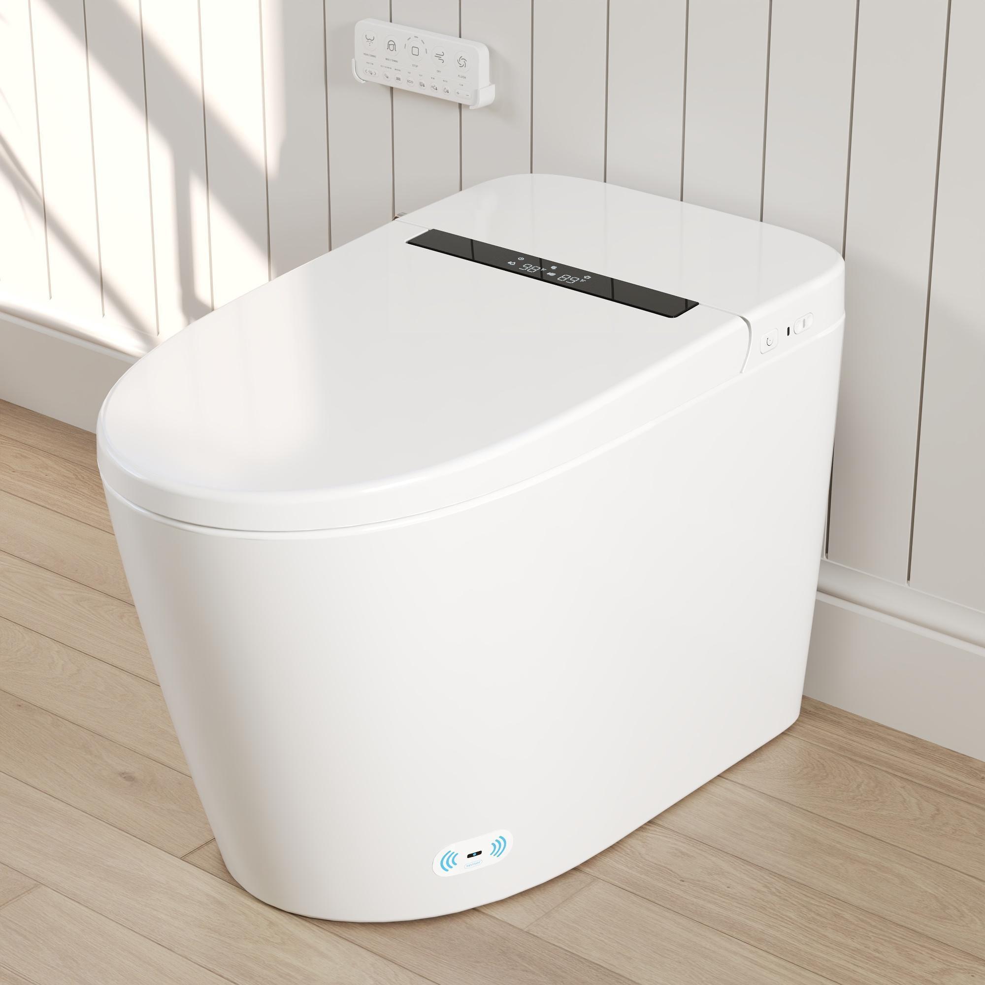 White Elongated Smart Toilet with Heated Seat and Dryer