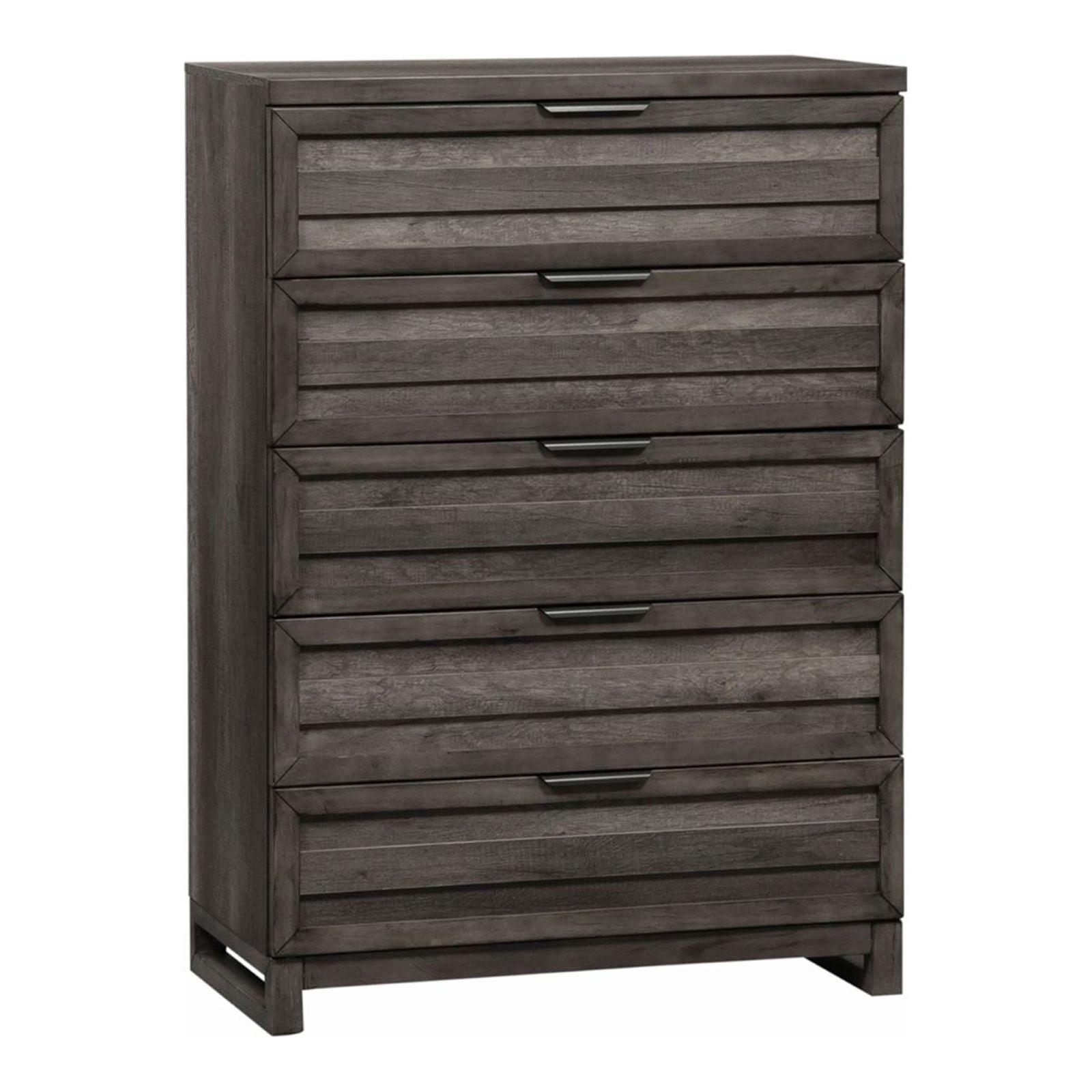 Gray Modern 5-Drawer Chest with Dovetail Drawer