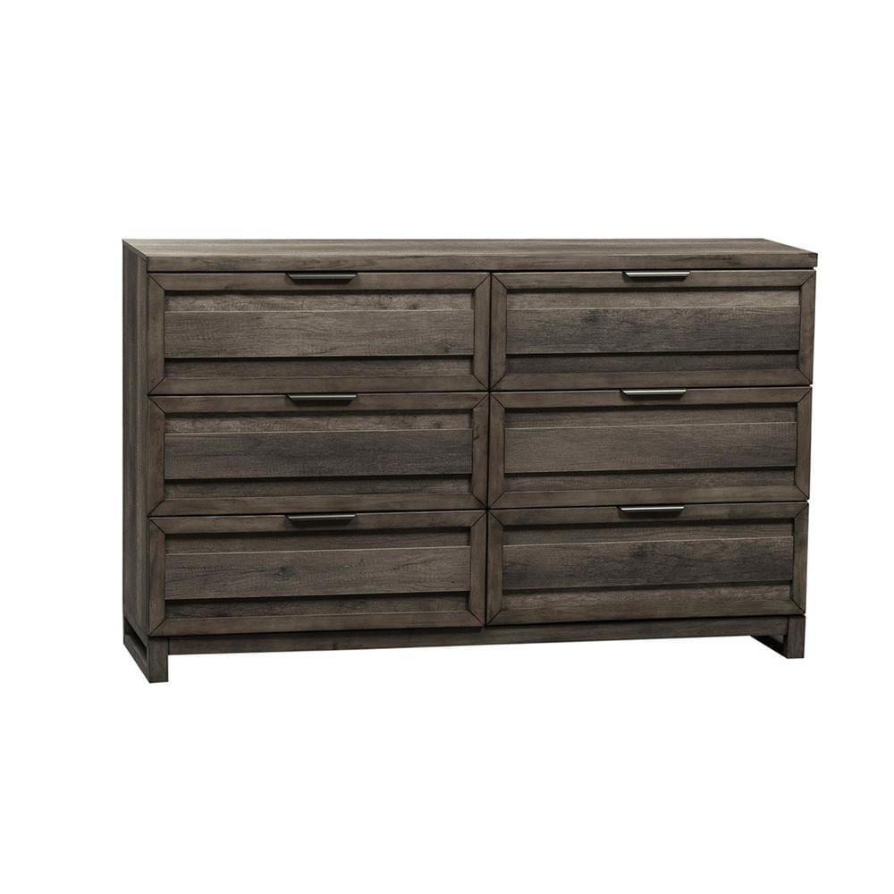 Gray Double Dresser with Dovetail Drawers and Solid Wood Frame