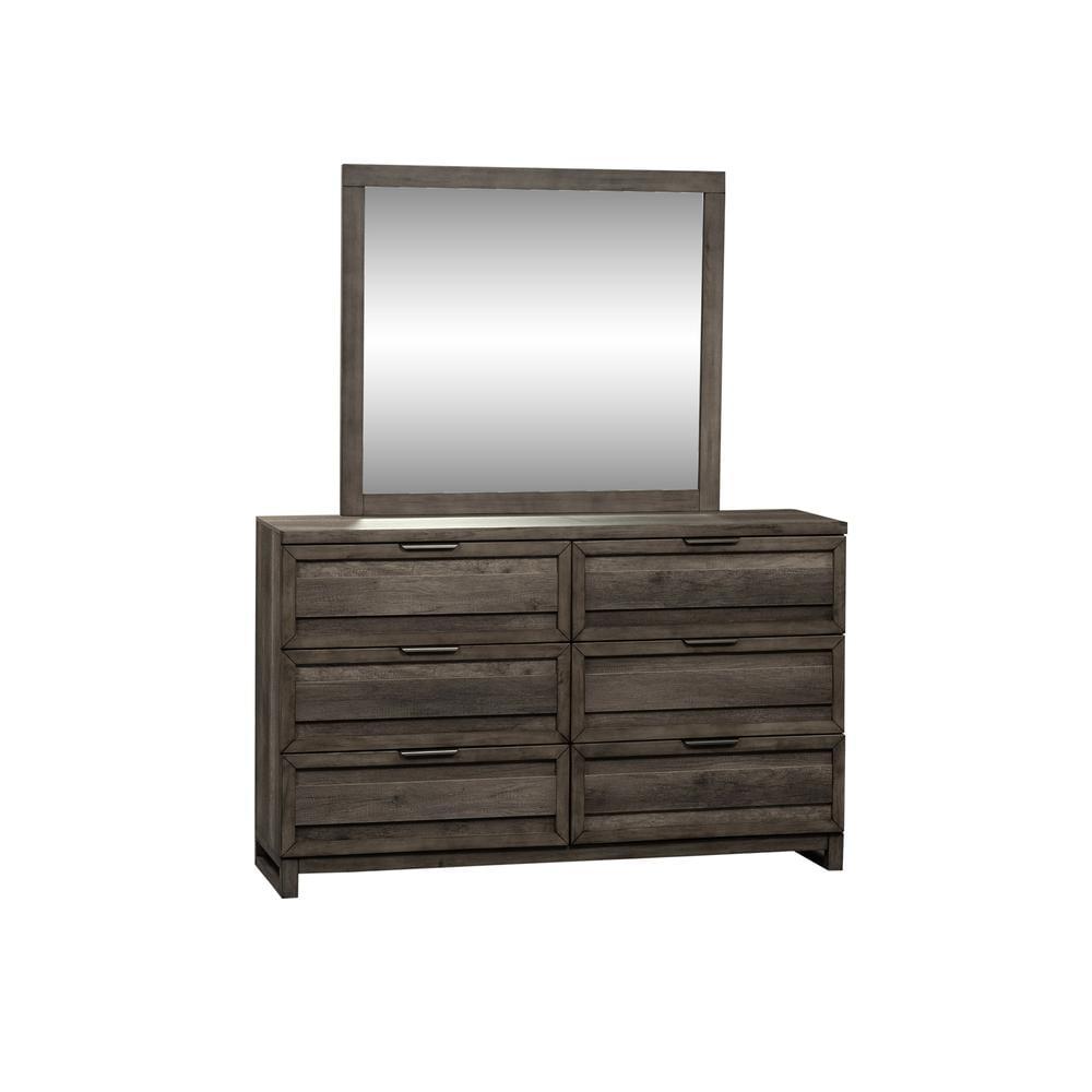 Greystone 6-Drawer Dresser with Beveled Mirror